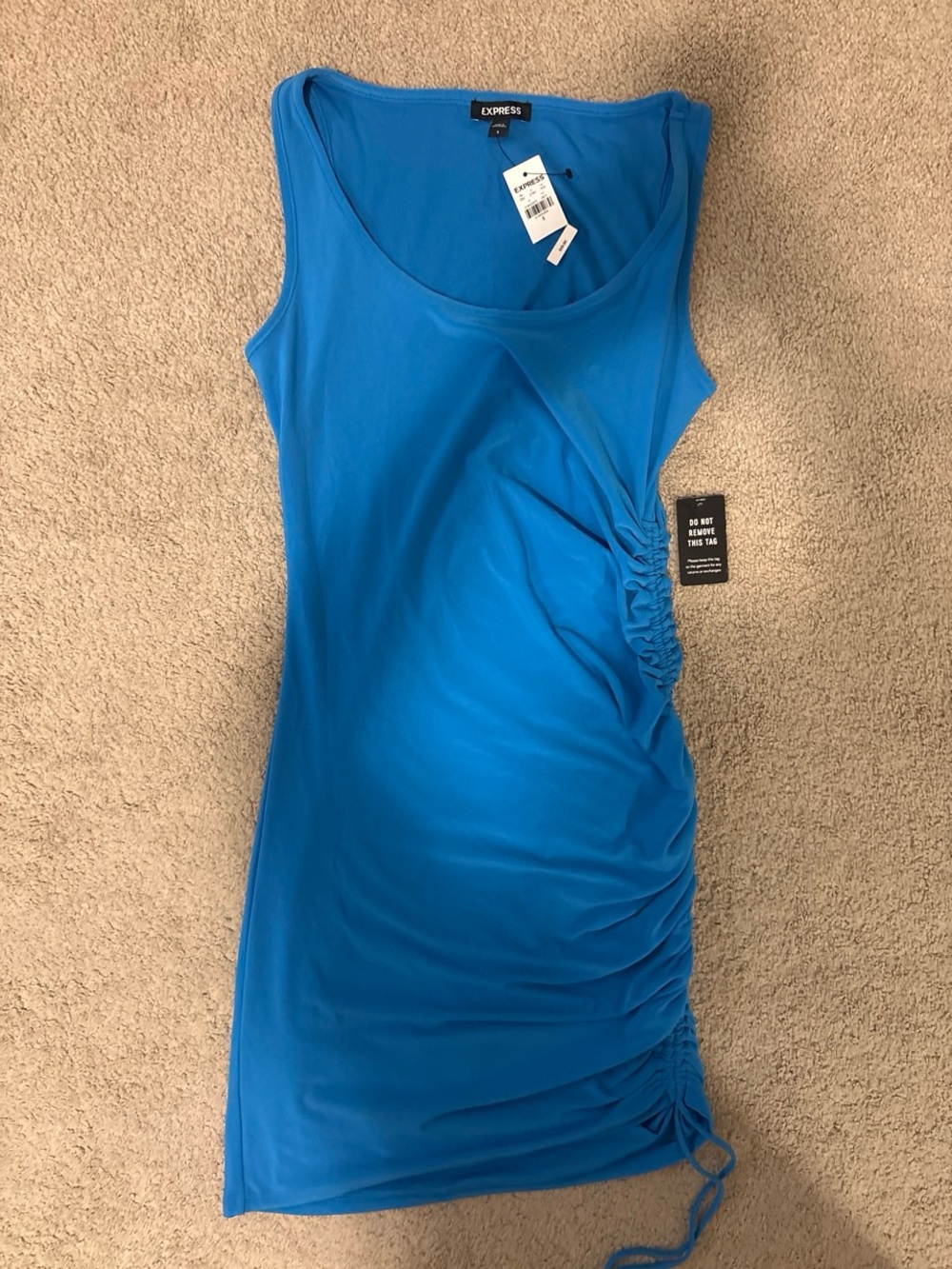 Express Women's Electric Blue Ruched Tank Dress